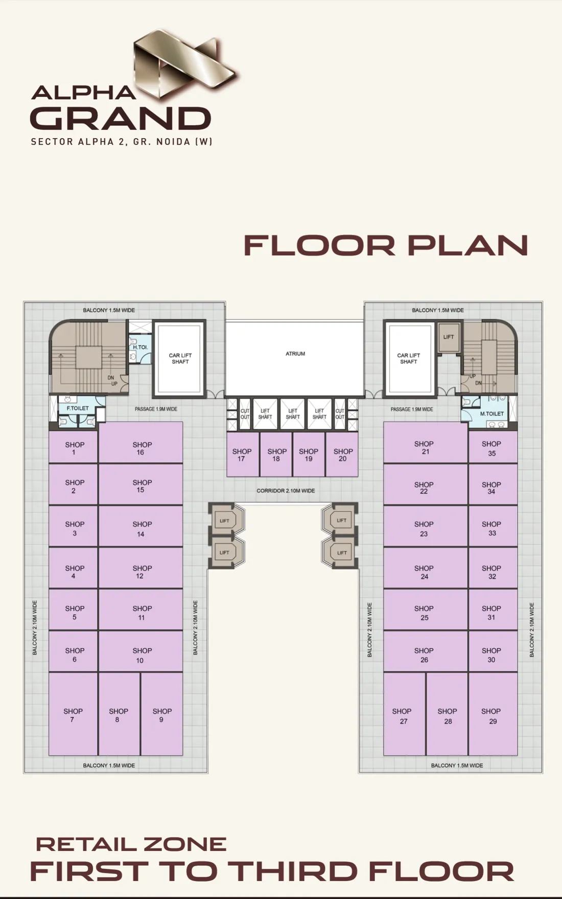 Alpha Grand first to third floor retail plan